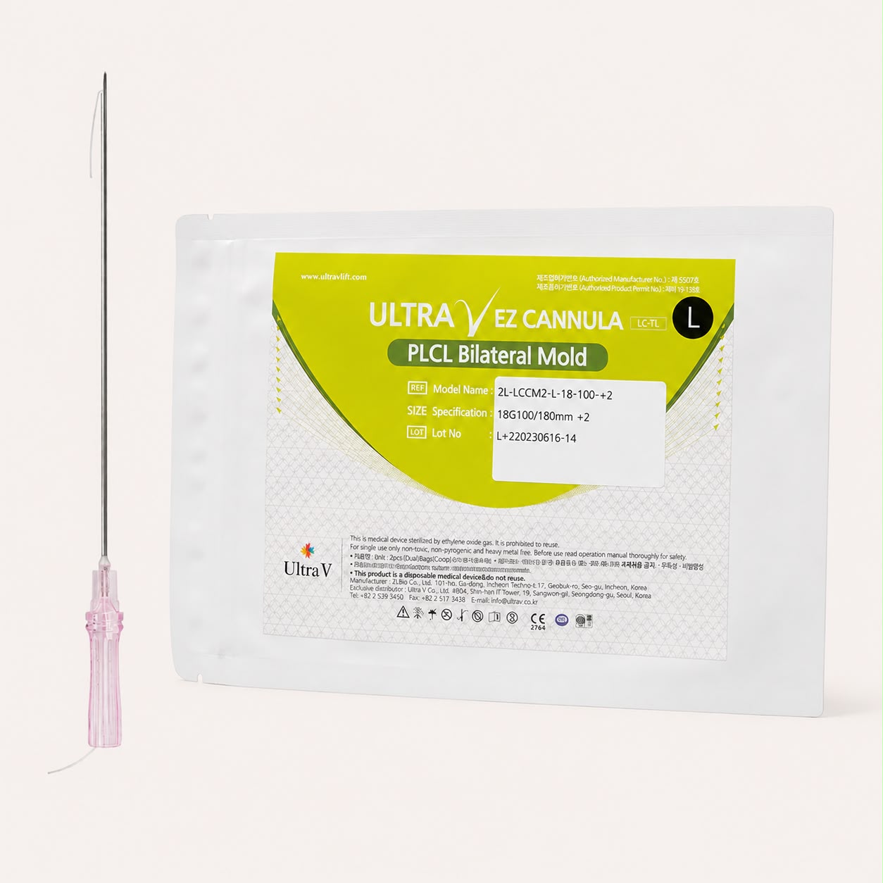PLCL EZ Cannula Bilateral Mold L type 18G 100/180mm in VE a' 8 Stück