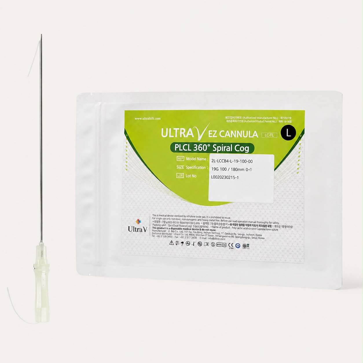 PLCL Spiral 360 Gr. EZ Cannula L type 19G 100/180 mm in VE a' 8 Stück