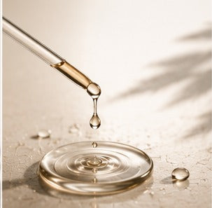 Pipette mit Tropfen auf heller Oberflaeche